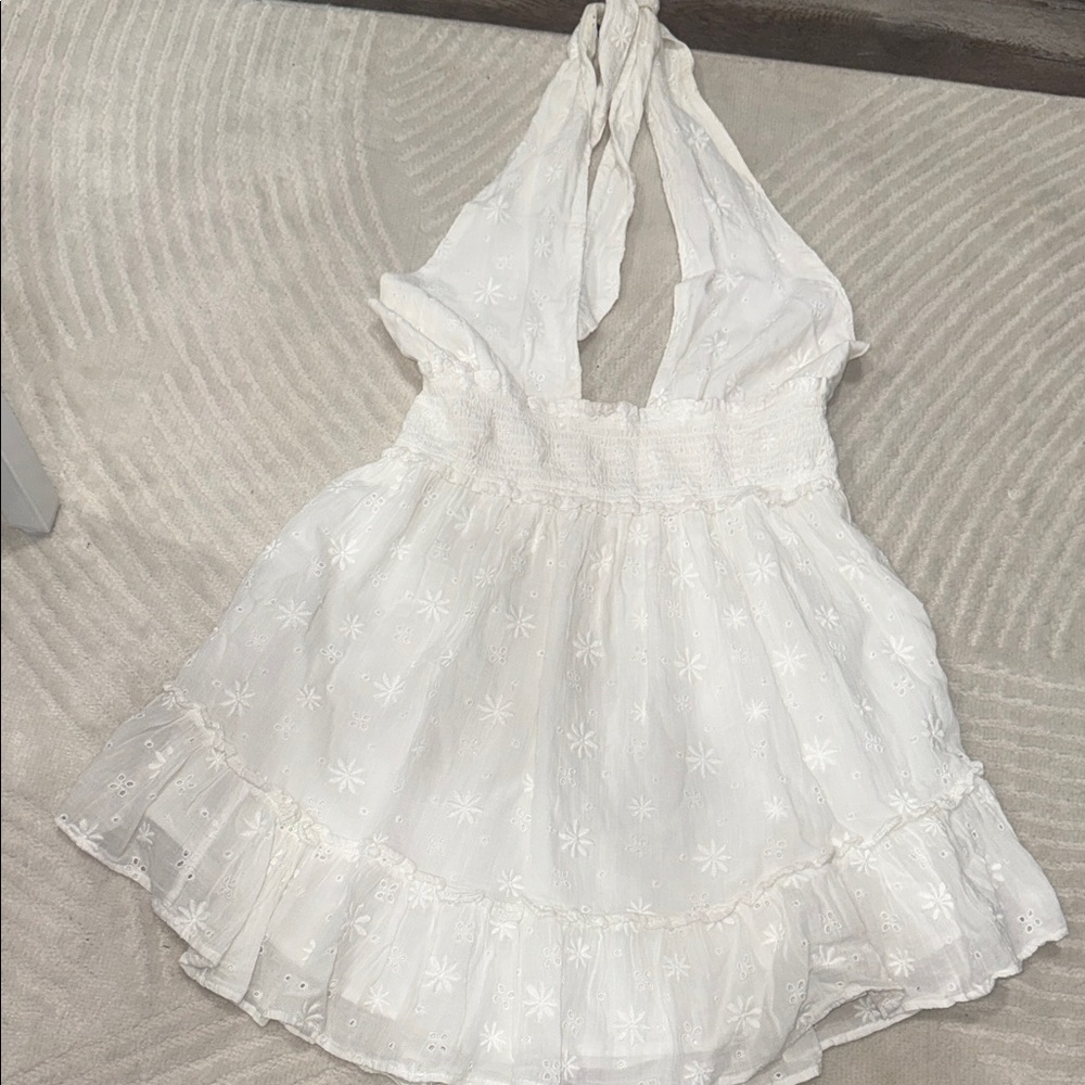 Aerie White Halter Mini Dress
